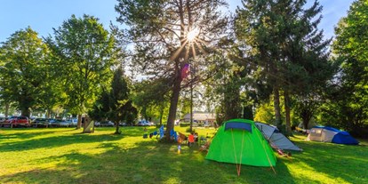 Campingplätze - Auto am Stellplatz - Camping am Pilsensee
