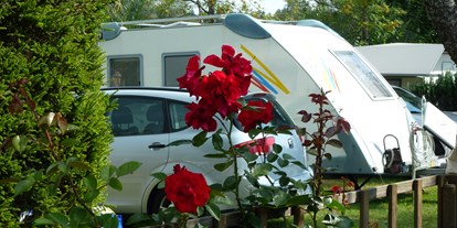 Campingplätze - Zentraler Stromanschluss - Auf unseren Wohnwagenstellplätzen findet auch stets Ihr Auto mit Platz. - Camping Zeh am See/ Allgäu